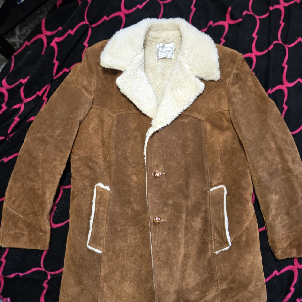 Swagger Genuine Leather Jacket Sherpa Lining Mens 44L Vintage 1970s Heavy